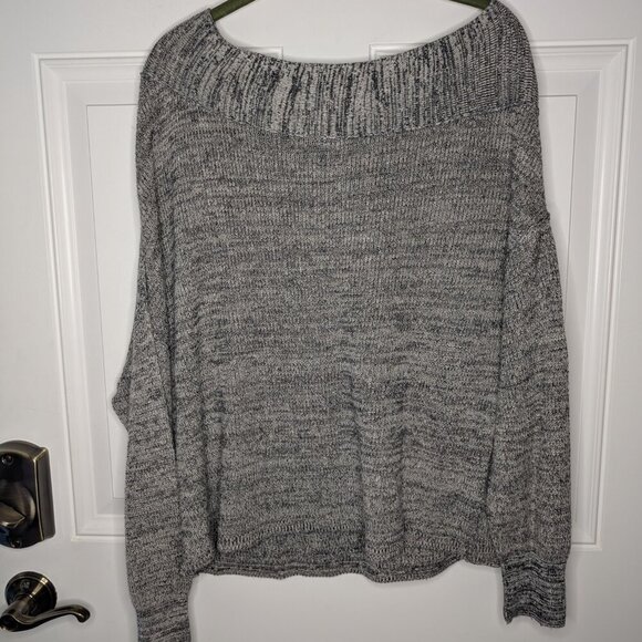 Free People Alana Off The Shoulder Slouchy Sweater Marled Gray Women's Sz Small - Picture 5 of 7